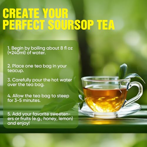TEAWOO Soursop Tea Bags - 60 Packs, 100% Natural Herbal Tea
