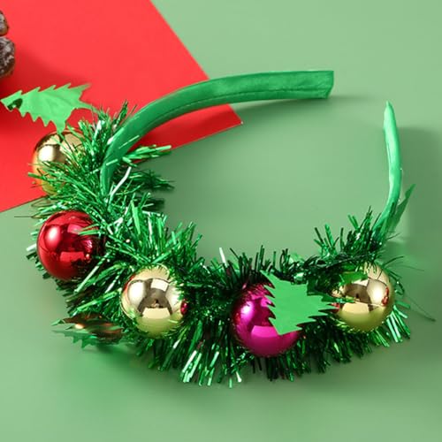RUPOFUZA Christmas Tree Pom-Pom Headband for Women and Girls Festive Holiday Party Hair Accessory