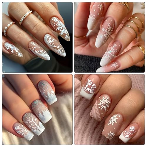 IDDFEVE Large Snowflake Nail Stickers - 4 Sheets Self-Adhesive Winter Decals