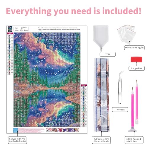 5D Aurora Diamond Art Kit for Adults - 12x16 Inch DIY Craft