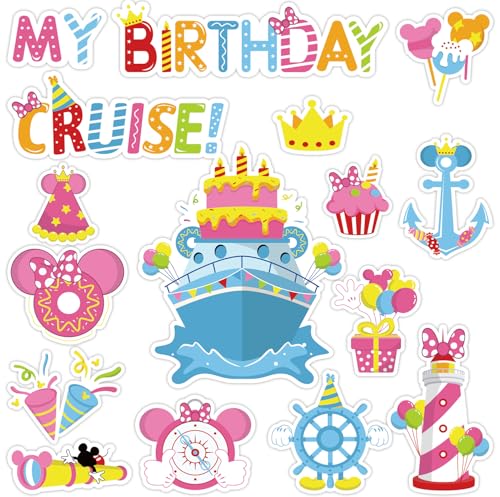 Birthday Cruise Magnets - 16 Pack Cute Magnetic Stickers for Party Decor