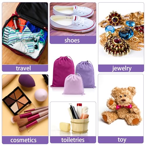 Hillban 6 Pcs Silk Drawstring Toy Storage Bags Set - MLXL, Purple