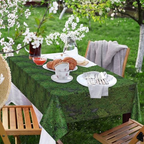 Kochorie Green Moss Plastic Tablecloths - 108 x 54 Inch, 2 Pack