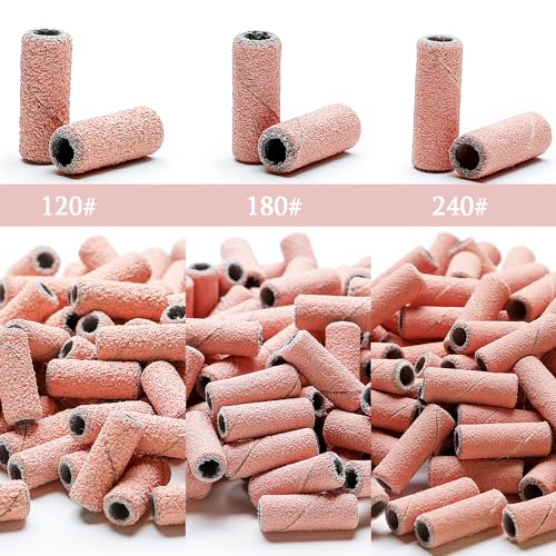 ERUIKA Pink 120 Grit Mini Nail Sanding Bands with Mandrel Bit - 80pcs