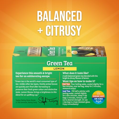 Twinings Green Tea with Lemon - Caffeinated Tea Bags, 20 Count