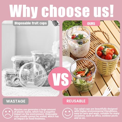 20oz BPA-Free Fruit Salad Storage Container with Fork & Lids