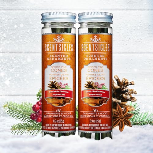 Christmas Scented Ornaments Set - O Christmas Tree & Spiced Pine Cones, 4 Pack