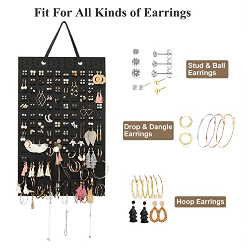 RESOVO Wall-Mounted Earring Organizer with 20 Hooks - Holds 300 Pairs