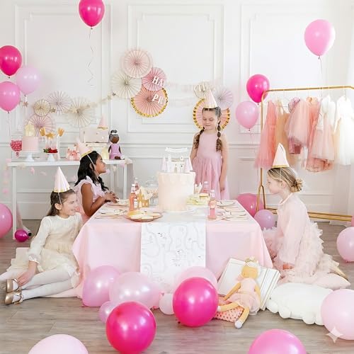 Hiquaty 50-Piece Pink and Rose Red Latex Balloon Set for Party Decor
