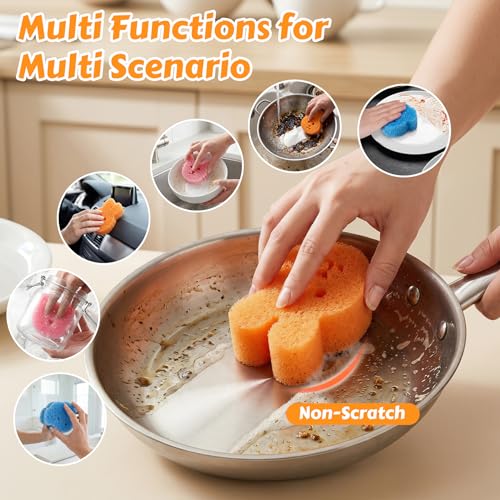 ACoco 12 Pcs Temperature Sensitive Dual-Sided Dog Scrub Sponges Non-Scratch