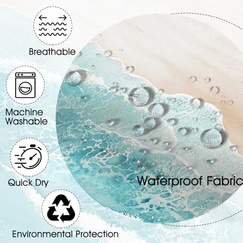 Mocsicka Ocean Shower Curtain - Blue Wave Coastal Decor, 72x72
