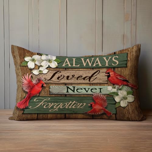 Cardinal Lumbar Pillow Cover | 12x20 Decorative Cushion, Farmhouse Style