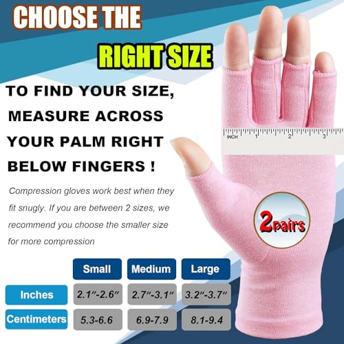 2 Pairs Fingerless Arthritis Gloves for Women Men, Hand Compression Gloves for Relieve Pain from Carpal Tunnel, Rheumatoid, Osteoarthritis, RSI, Support Typing (Medium, Pure Black1+Purple1)