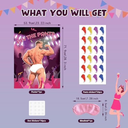 Pin The Pants On The Hunk Bachelorette Party Game with Blindfold