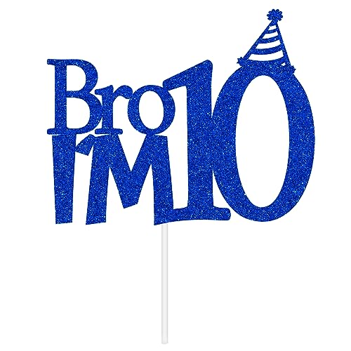Happy 10th Birthday Cake Topper - Bro I'm 10 Decoration for Boys