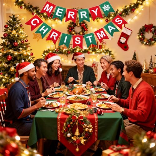 Baisunt Merry Christmas Banner DIY Kit - Burlap Garland for Holiday Decor