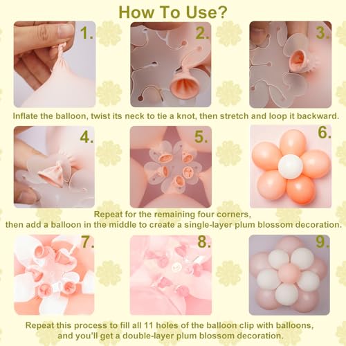 8-Pack Double Layer Balloon Flower Clips for Party Decor