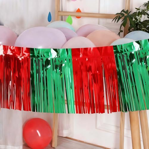 Green and Red Foil Fringe Garland 6Pcs 10 Feet Party Decor for Christmas Wedding Parade
