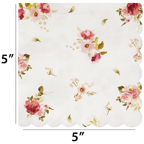 C.R. Gibson Floral Heart Beverage Napkins, 20-Count, 5"