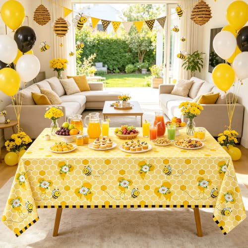 Bee Tablecloth 3 Pack Honey Bee Party Table Cover 51x86 Inch