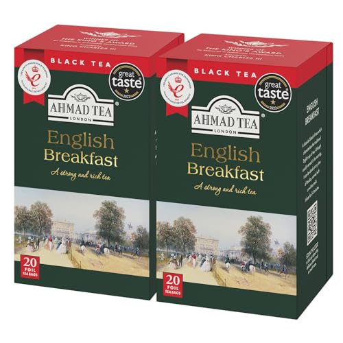 Ahmad Tea English Breakfast Tea Bags - 20 Count | Bold, Smooth, Caffeinated & Sugar-Free