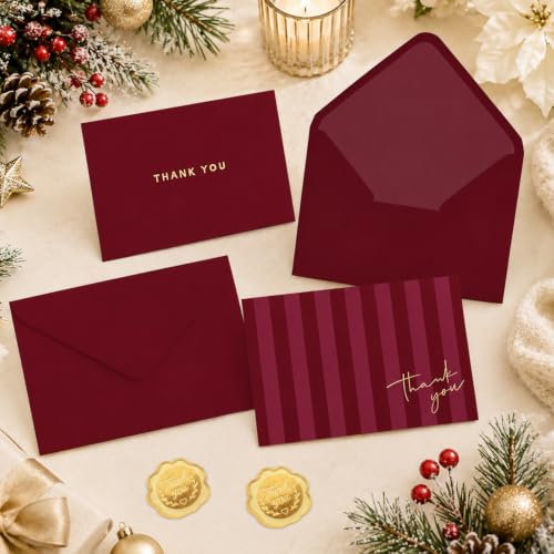 24 Pack Thank You Cards with Envelopes and Stickers for Christmas Holiday
