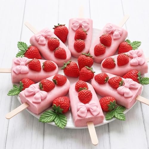 5-Piece Strawberry & Bow Silicone Fondant Molds for Cake Decorating