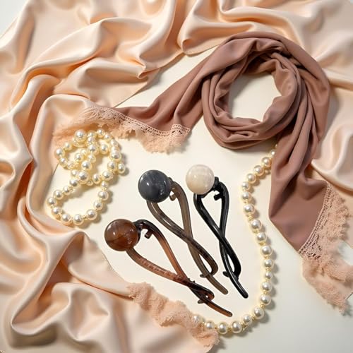 Vintage Pearl French Twist Banana Hair Clips 3-Piece Set