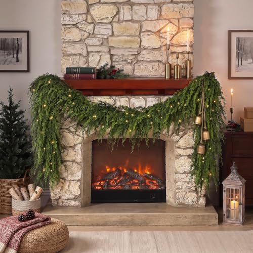 9FT Artificial Cedar Pine Garland for Mantle & Home Decor - Lush & Weatherproof