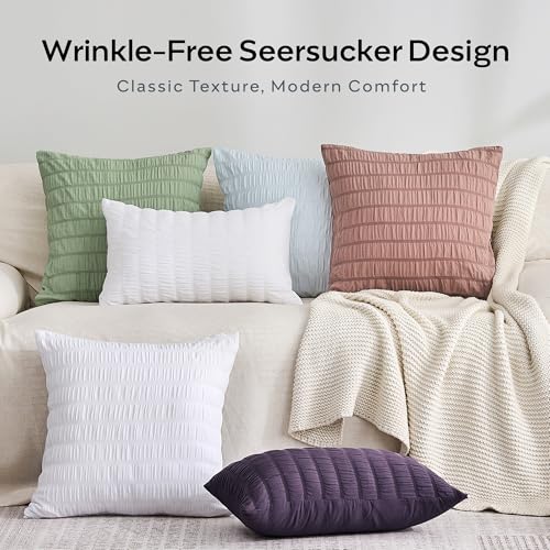 JELLYMONI Seersucker Pillowcases - Baby Blue, 12" x 20" (Pack of 2)