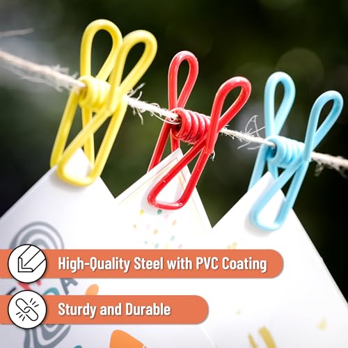 Vibrant Mr. Pen PVC-Coated Utility Clips 2 Inch, 18 Pack, Colorful