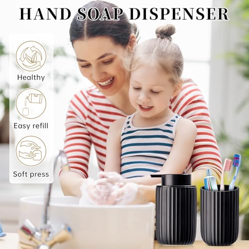 Matte Black Ceramic Foam Soap Dispenser - 12 Oz, Stylish & Refillable