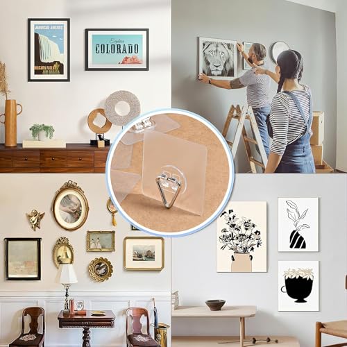 20pcs Adhesive Picture Hangers - 2.2 Inch Square Heavy-Duty Wall Plate Hooks