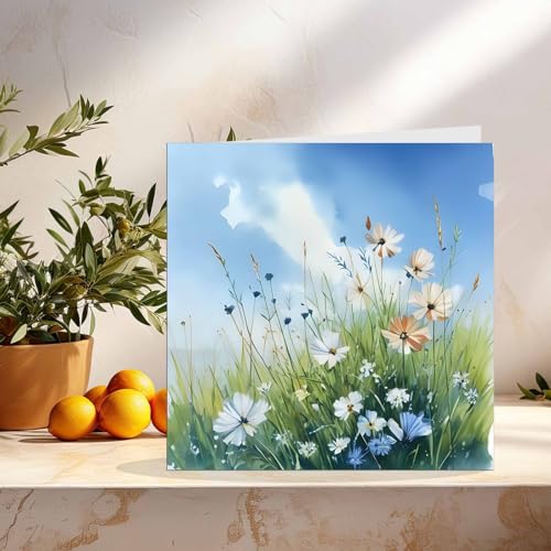 Premium Eco-Friendly Birthday Card with Nature Flowers Art