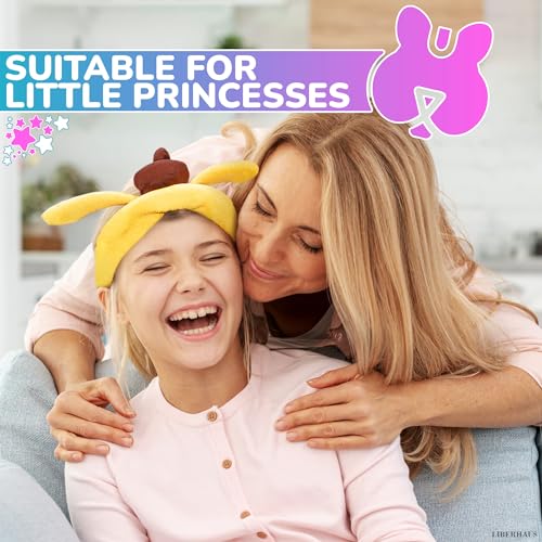 LIBERHAUS Plush Bear Ears Headband – Kawaii Yellow Spa & Makeup Hair Band