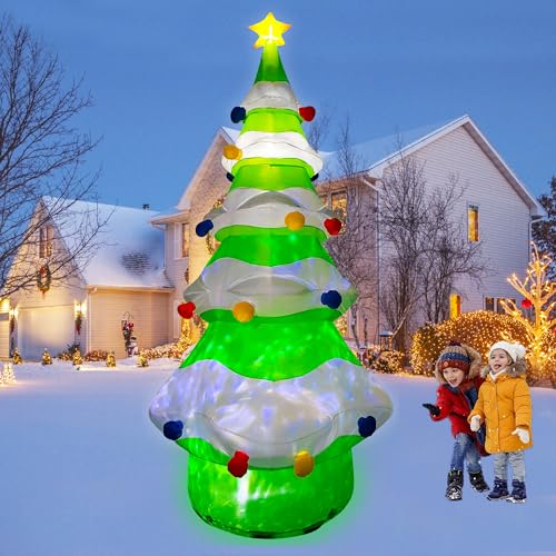 12 FT Inflatable Christmas Tree with Built-in Lights for Indoor Outdoor Yard Decor
