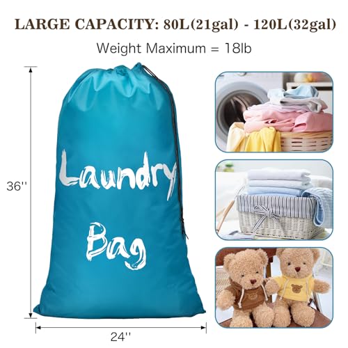 XL Travel Laundry Bags - 2 Pack, Gray & Sky Blue, 24" x 36"
