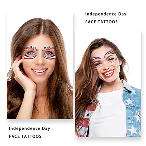 10-Pack Fourth of July Temporary Face Tattoos Patriotic Party Supplies