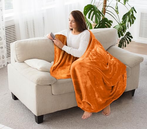 Utopia Bedding Soft Flannel Fleece Blanket - Twin Size, Burnt Orange