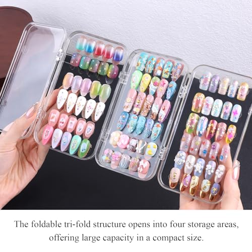 Foldable Acrylic Press On Nail Organizer Case with Adhesive Tabs
