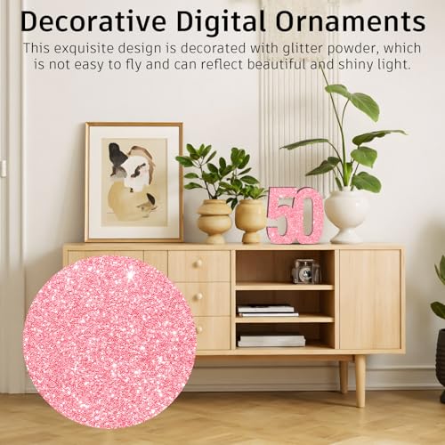 DEEZOMO Pink Glitter 50th Birthday Number Table Decoration 7.8 Inch