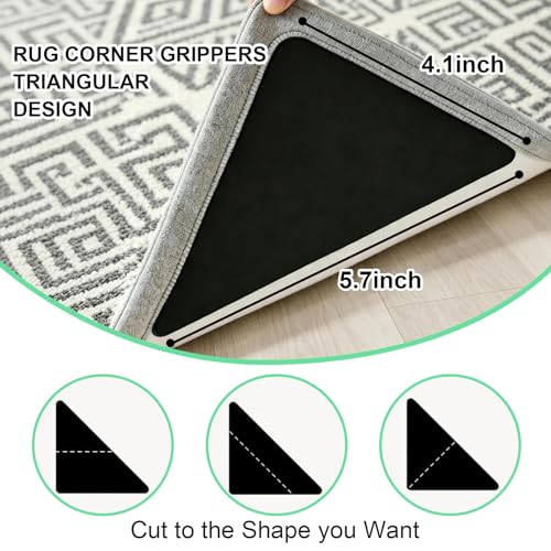 8PCS Triangle Non-Slip Rug Tape for Hardwood & Tile Floors