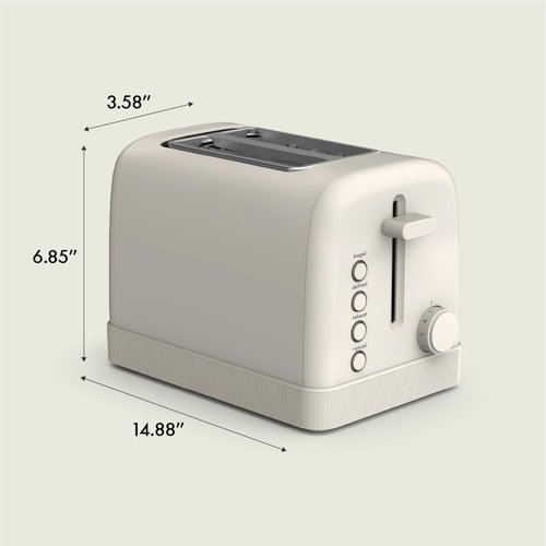 Bella 2 Slice Toaster - 6 Setting Shade Control with Reheat, Cancel & Bagel Functions | Oatmilk Color