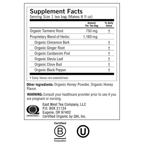 Yogi Honey Chai Turmeric Vitality Tea - 16 Count, Organic & Caffeine-Free