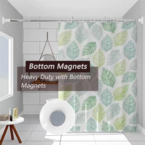 TIKABC Banana Leaves Shower Curtain Liner, Waterproof PEVA, 72x72 Inch