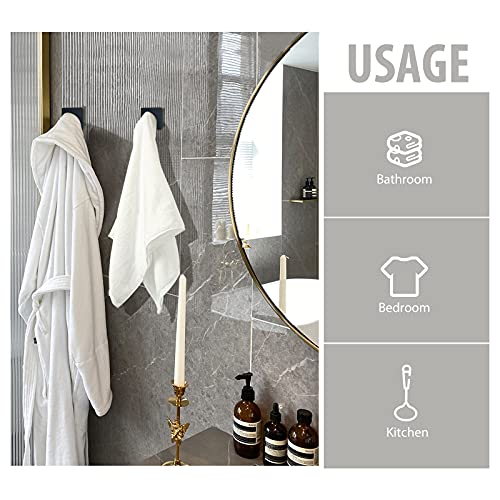 VIS'V Black Adhesive Towel Hooks - 4 Durable Wall Hooks