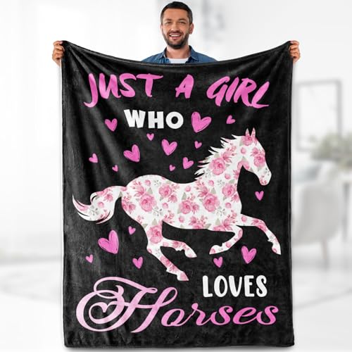 Just A Girl Who Loves Horses Throw Blanket - Cozy 60"x50" Fleece