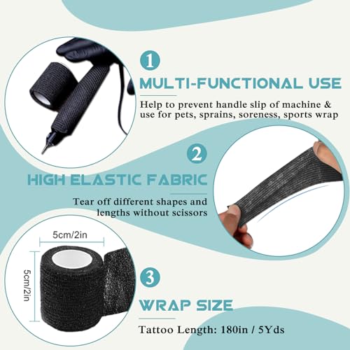 WZPB Tattoo Pen Machine Covers & Self-Adhesive Grip Tapes Kit