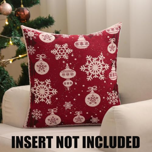 Christmas Throw Pillow Covers 18x18 Set of 2 - Chenille Decor