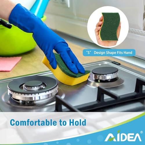 AIDEA Heavy Duty Dish Sponges - 24 Pack, Odor-Free & Reusable